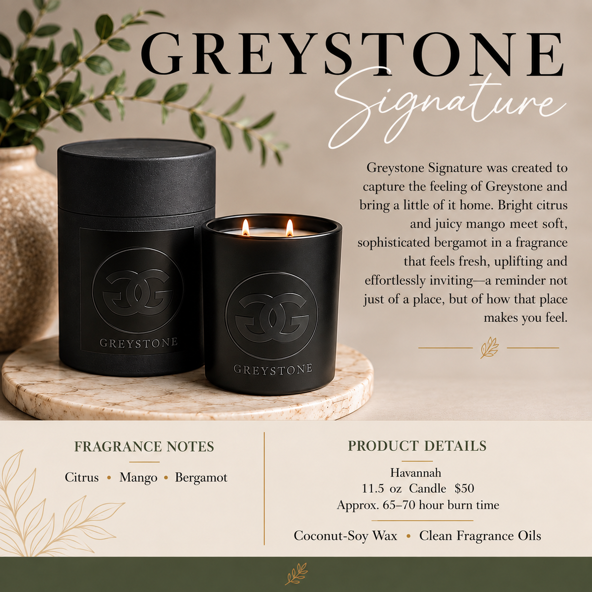 Greystone Signature Candle- Black