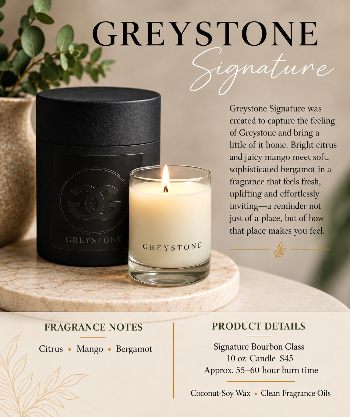 Greystone Signature Candle- Bourbon Glass